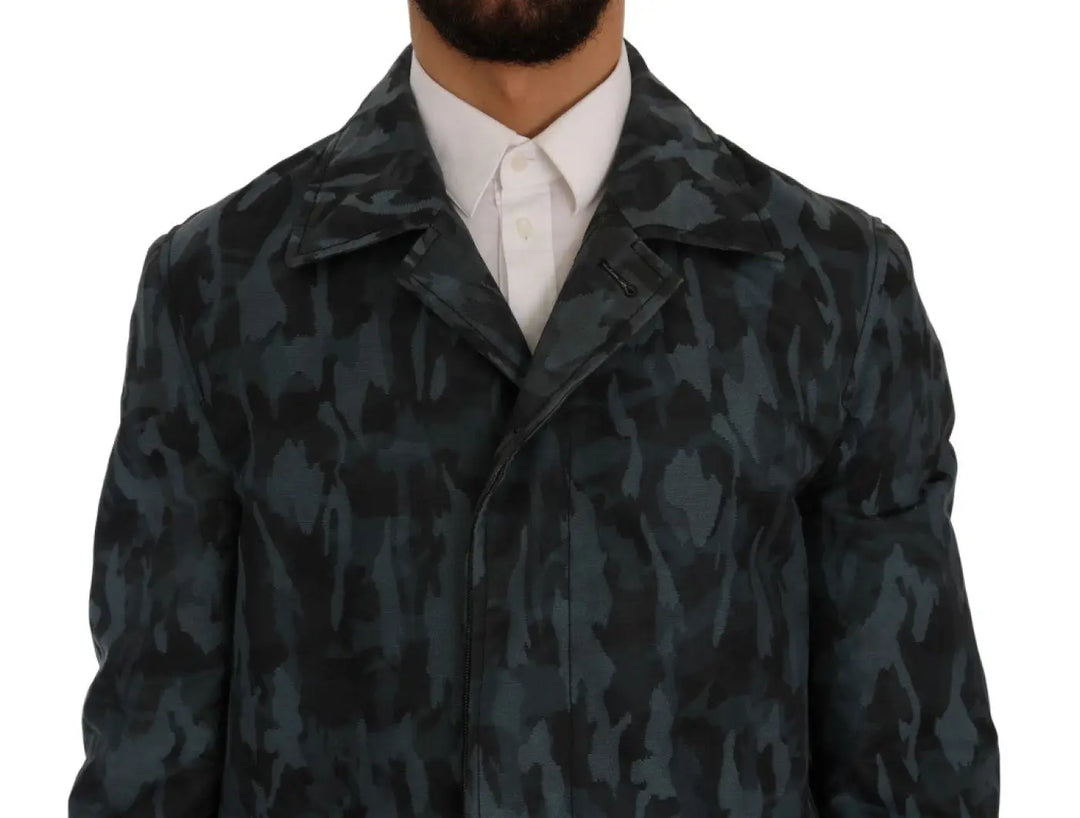 Dolce &amp; Gabbana Blue Camouflage Trench