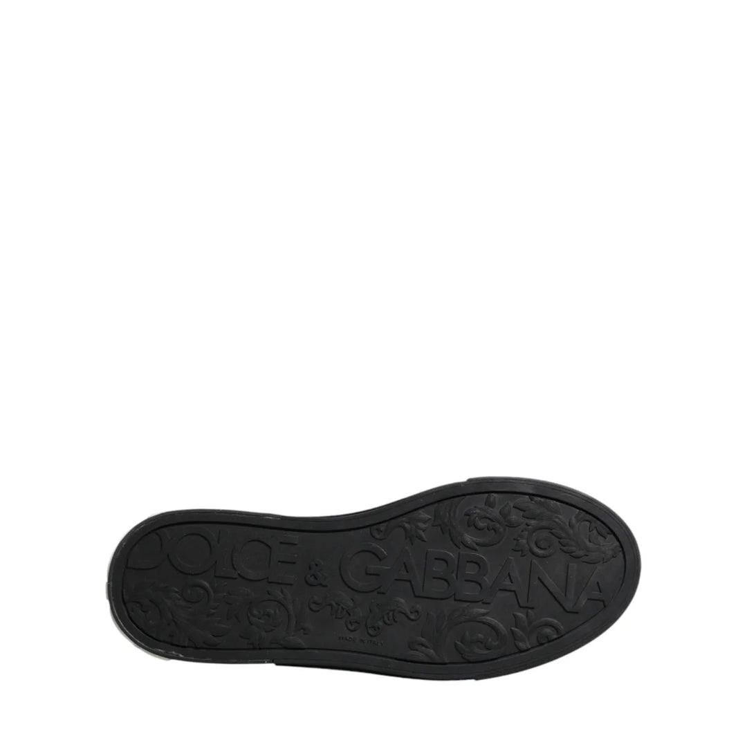 Dolce &amp; Gabbana Blue Canvas Embellished Slip On Men Sneakers Shoes
