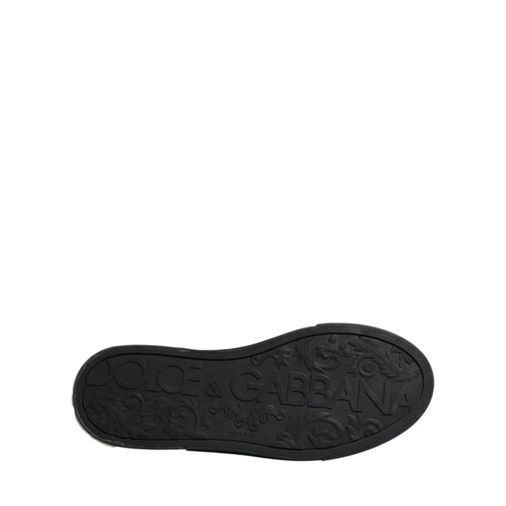 Dolce &amp; Gabbana Blue Canvas Embellished Slip On Men Sneakers Shoes
