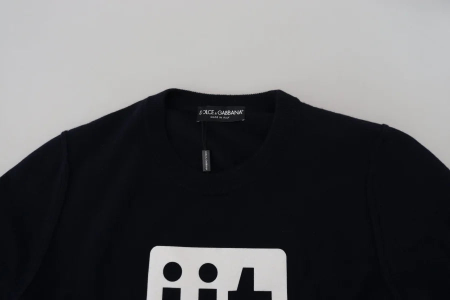 Dolce &amp; Gabbana Blue Cashmere iit Print Pullover Sweater