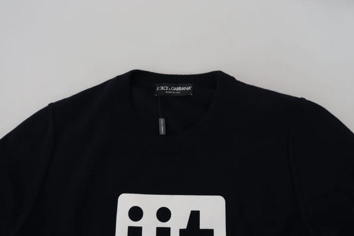 Dolce &amp; Gabbana Blue Cashmere iit Print Pullover Sweater