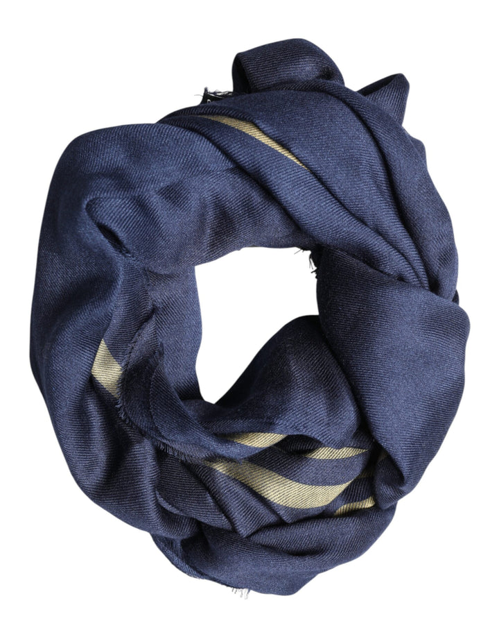 Dolce &amp; Gabbana Blue Cashmere Neck Wrap Shawl Fringes Scarf