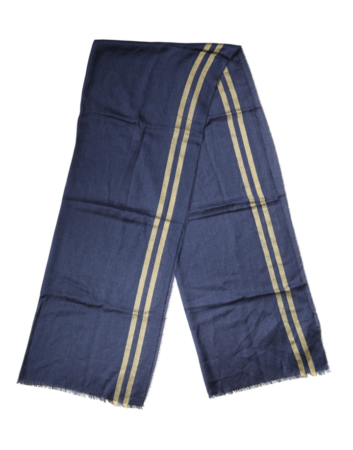 Dolce &amp; Gabbana Blue Cashmere Neck Wrap Shawl Fringes Scarf
