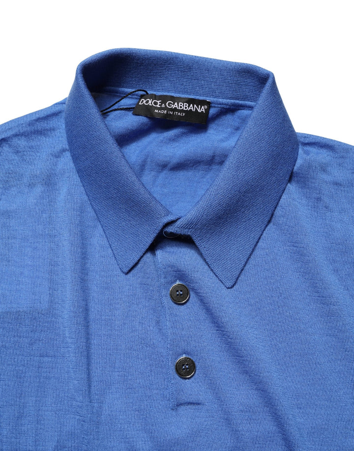 Dolce &amp; Gabbana Blue Cashmere Short Sleeves Polo T-shirt
