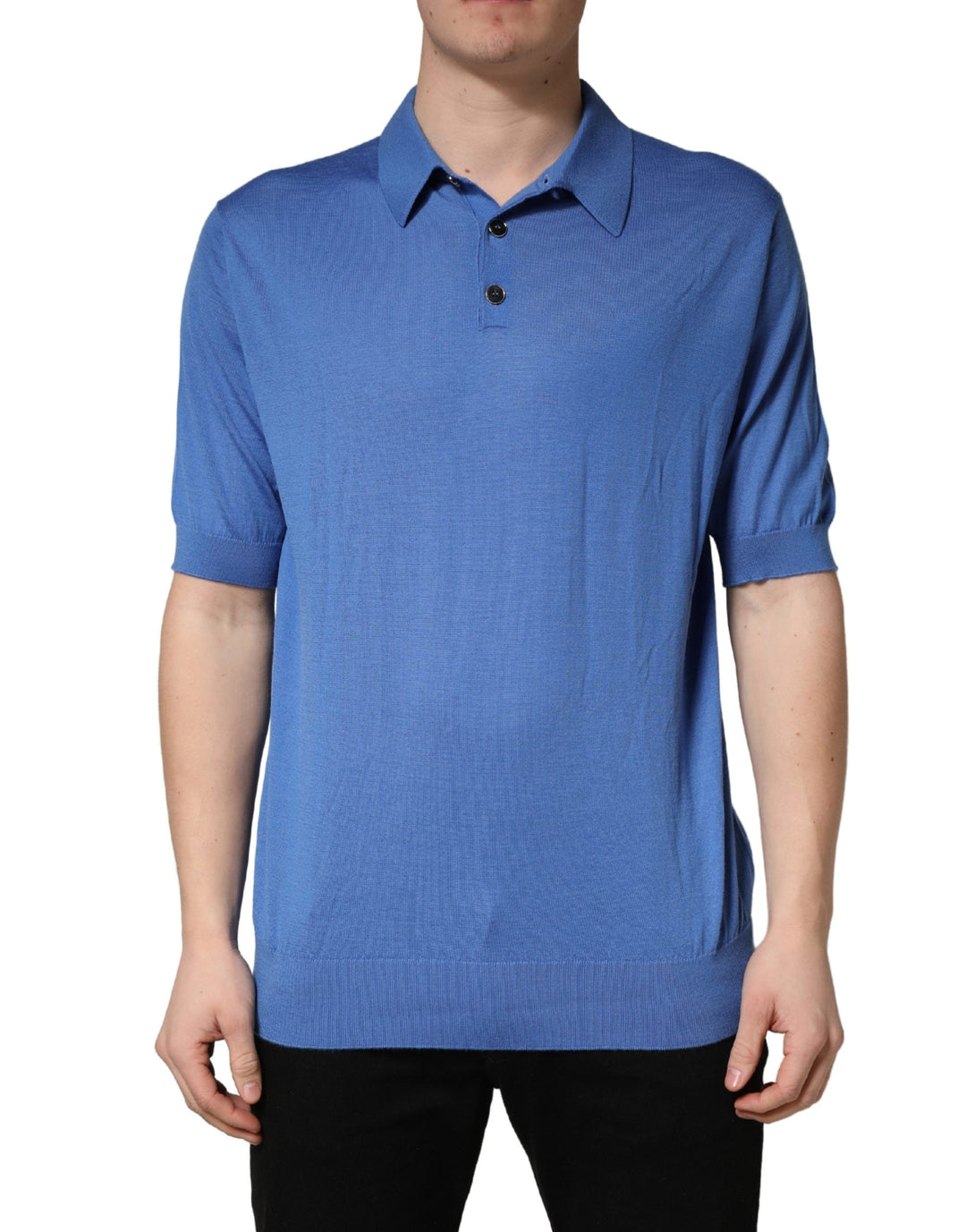 Dolce & Gabbana Blue Cashmere Short Sleeves Polo T-shirt