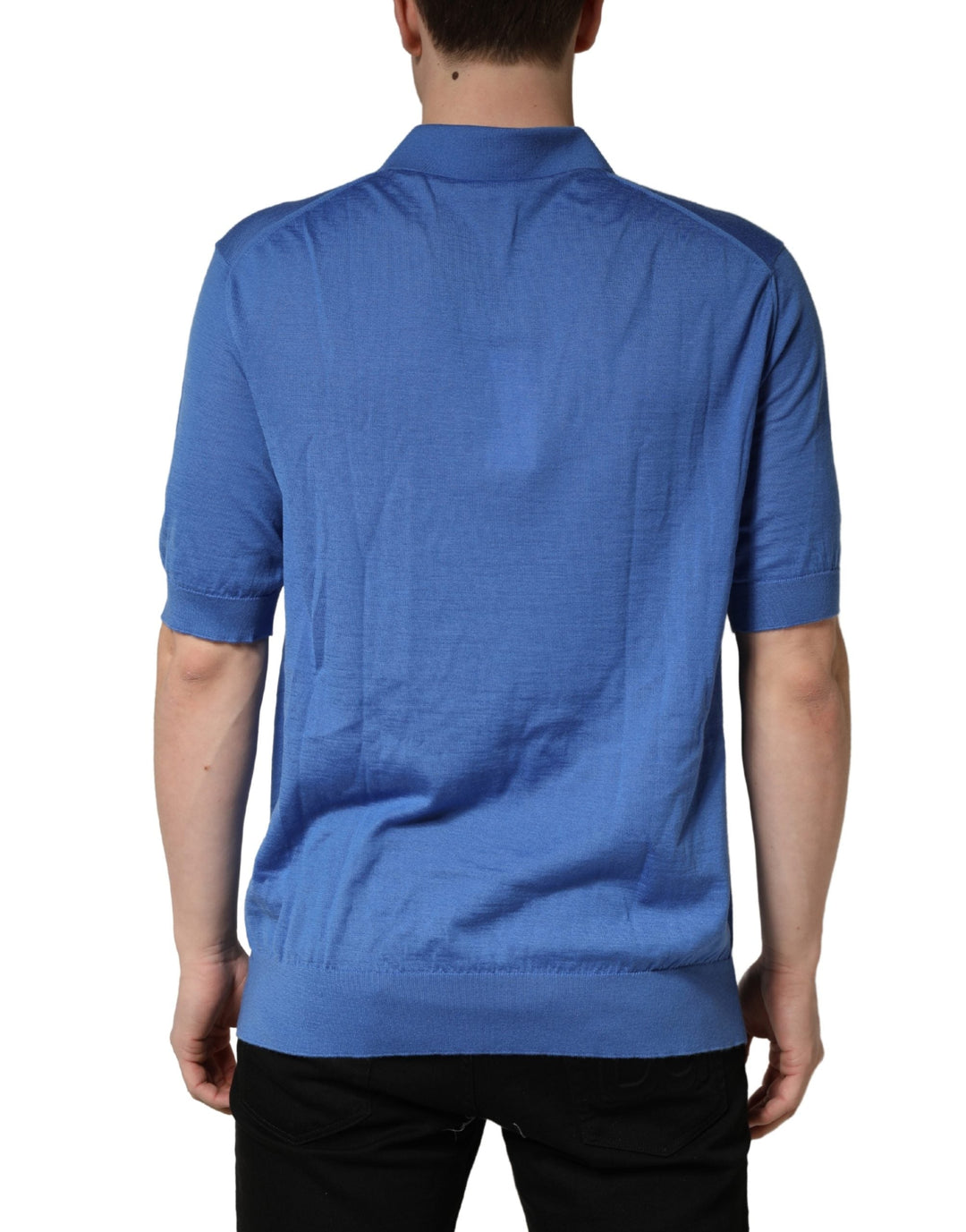 Dolce &amp; Gabbana Blue Cashmere Short Sleeves Polo T-shirt