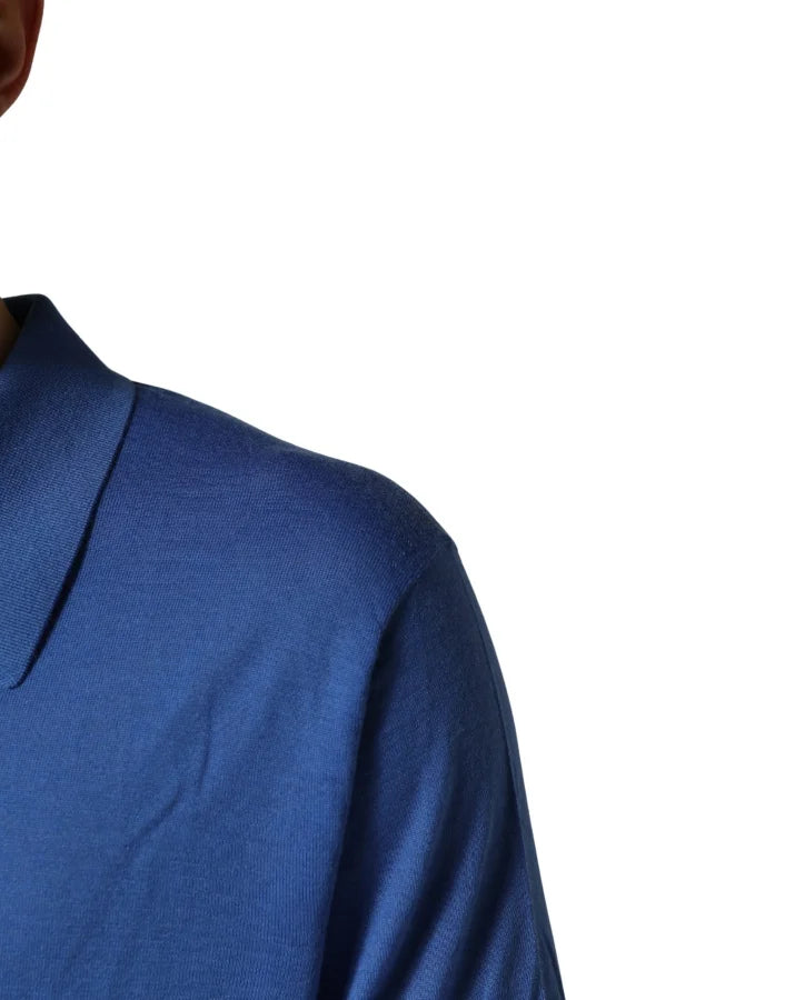 Dolce &amp; Gabbana Blue Cashmere Short Sleeves Polo T-shirt