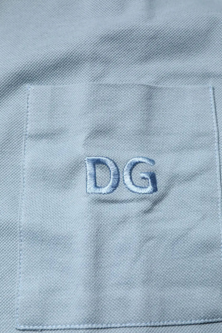 Dolce &amp; Gabbana Blue Cotton Button Down Casual Men Polo Shirt