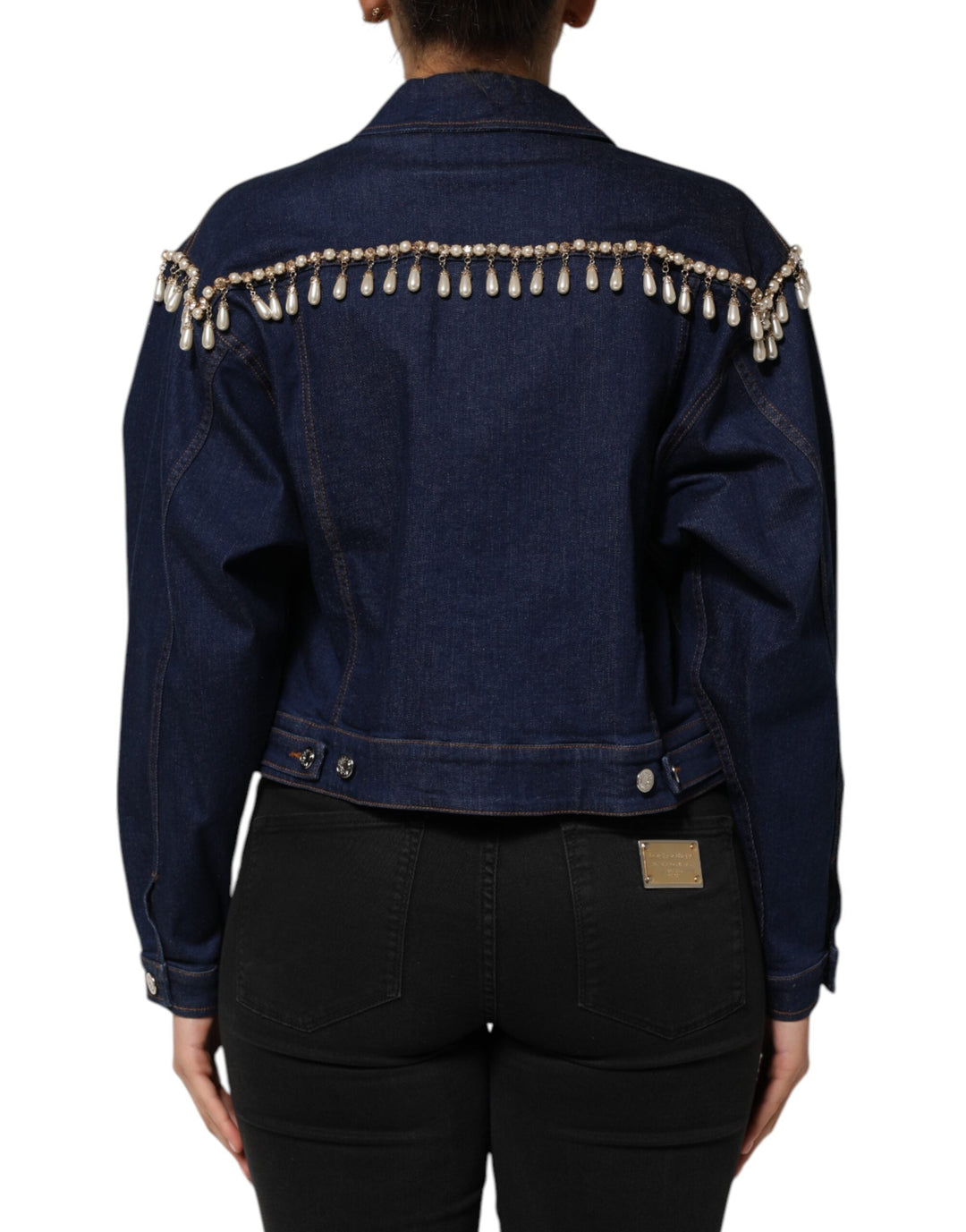 Dolce &amp; Gabbana Trucker Jackets - Blue Cotton Denim Crystal Embellished Jacket