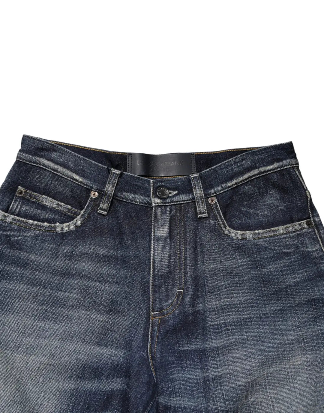 Dolce &amp; Gabbana Blue Cotton Distressed Denim Bermuda Shorts