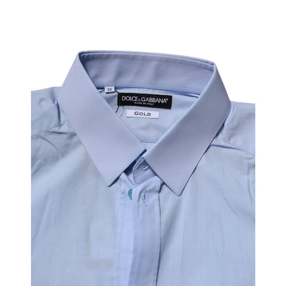 Dolce & Gabbana Blue Cotton Dress Shirt with Long Sleeves