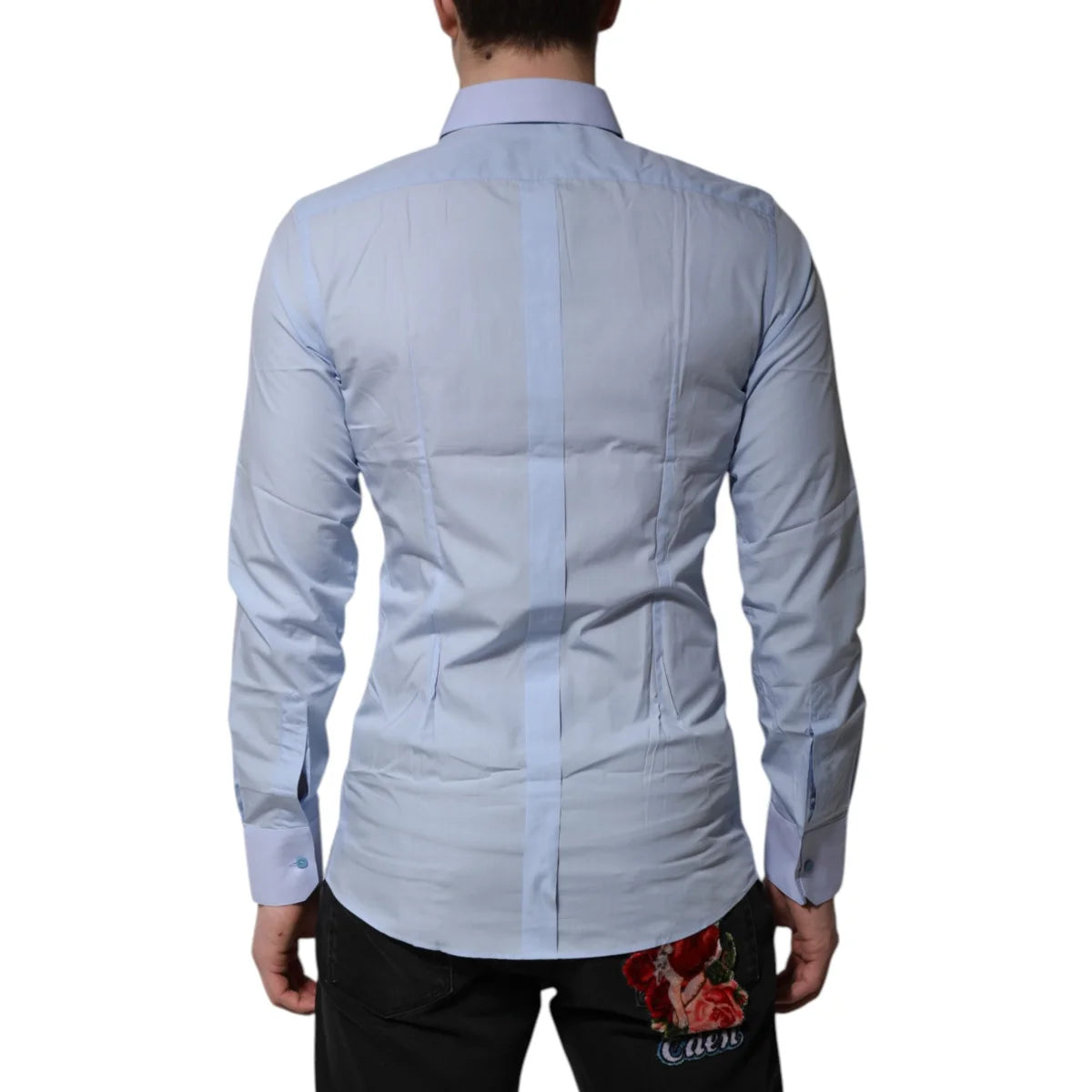 Dolce & Gabbana Blue Cotton Dress Shirt with Long Sleeves