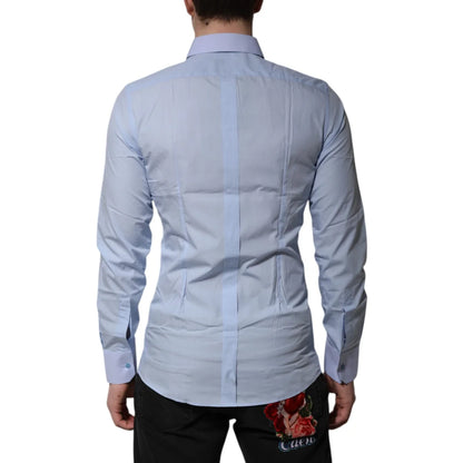 Dolce & Gabbana Blue Cotton Dress Shirt with Long Sleeves