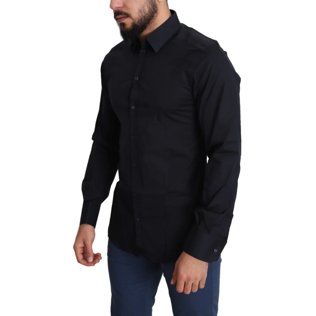 Dolce and Gabbana Blue Cotton Dress Shirt for Men Luxury Formal Style &