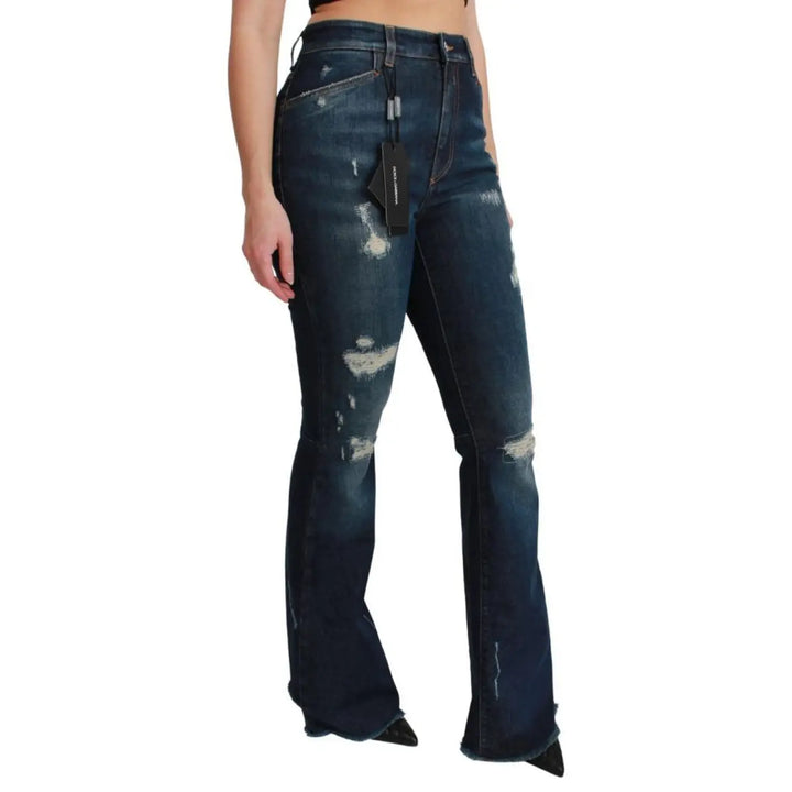 Dolce &amp; Gabbana Blue Cotton Flared Jeans