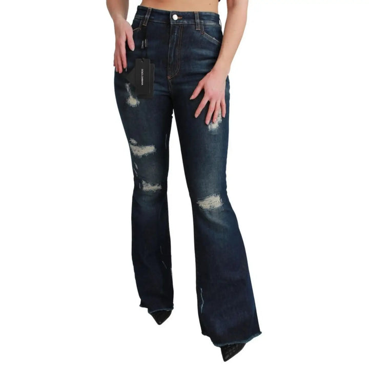 Dolce &amp; Gabbana Blue Cotton Flared Jeans
