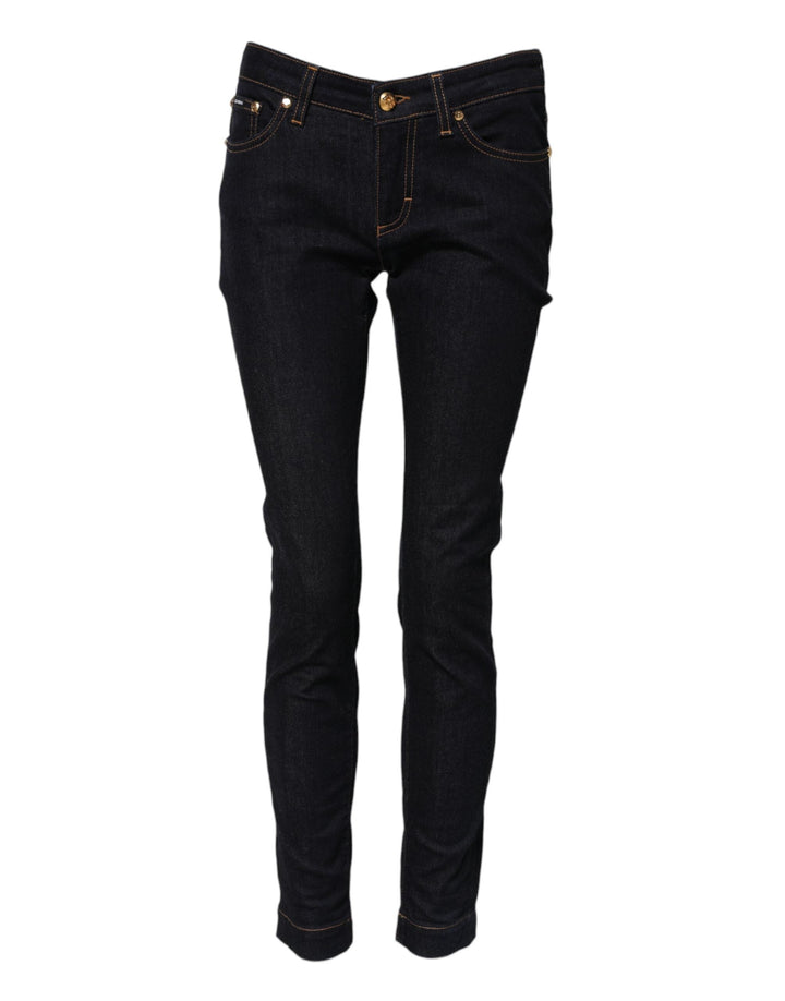 Dolce &amp; Gabbana Blue Cotton Pretty Lowwaist Skinny Denim Jeans