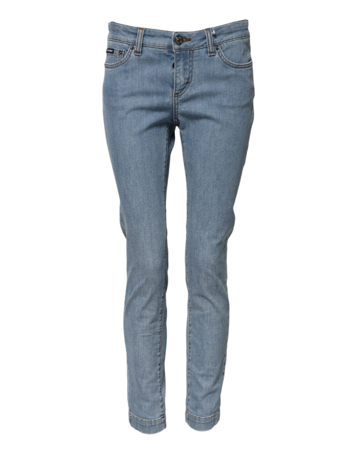 Dolce &amp; Gabbana Blue Cotton Pretty Midwaist Skinny Denim Jeans