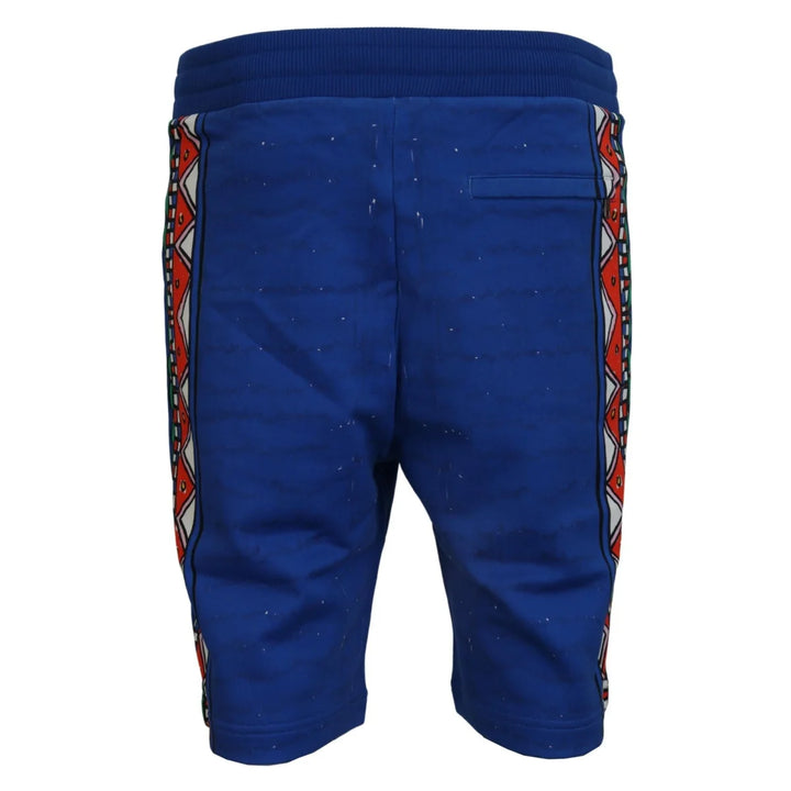 Dolce &amp; Gabbana Blue Cotton Printed Bermuda Trousers Shorts