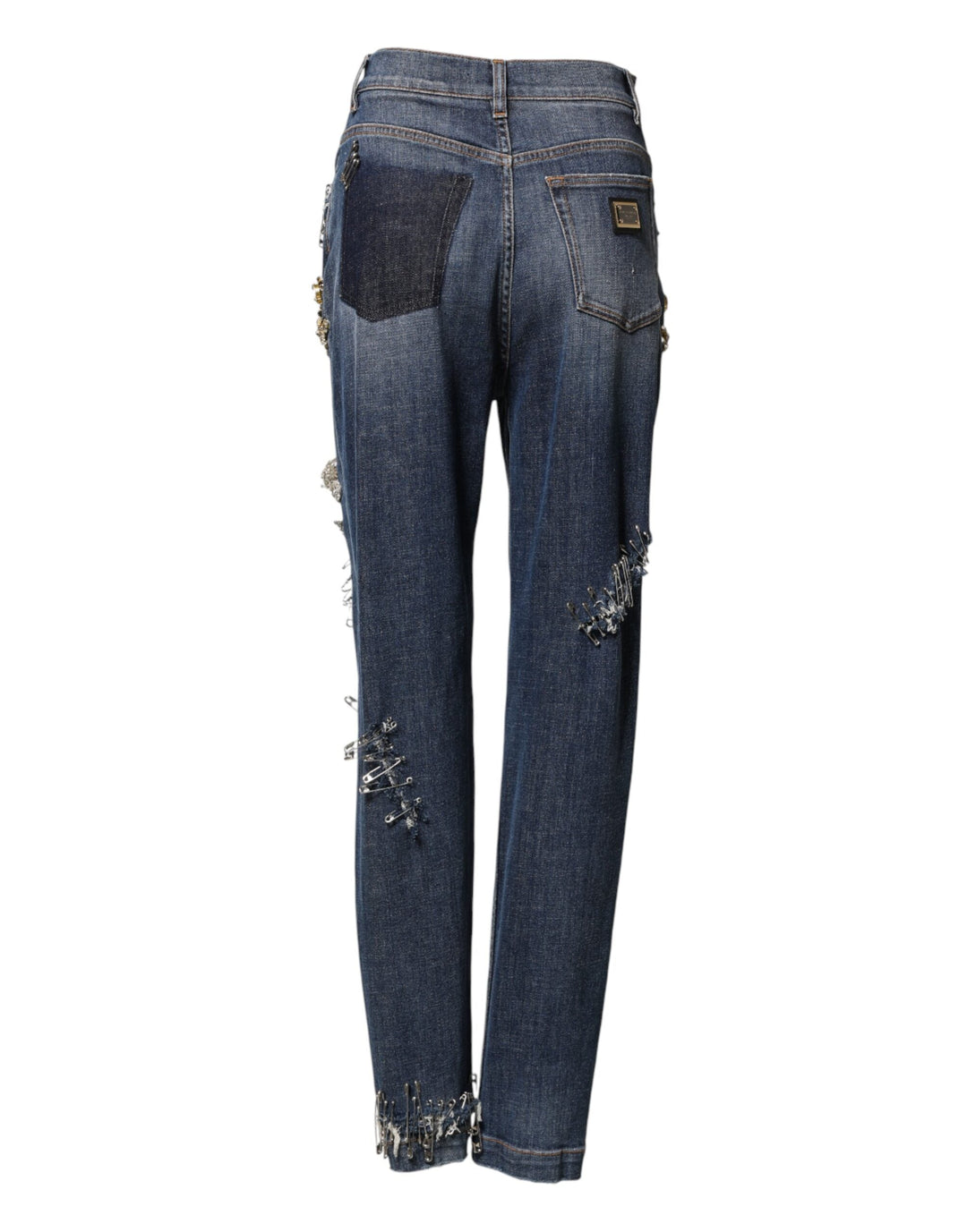 Dolce &amp; Gabbana Blue Cotton Rhinestone Embellish Denim Jeans