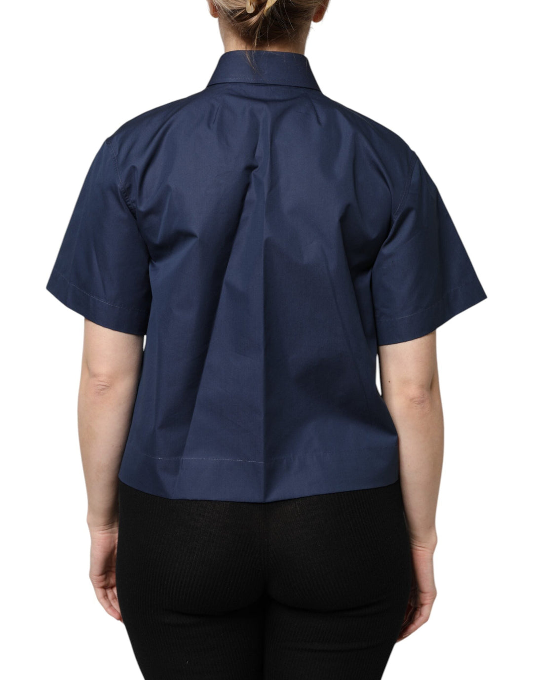 Dolce &amp; Gabbana Polos - Blue Cotton Short Sleeves Button Down Top
