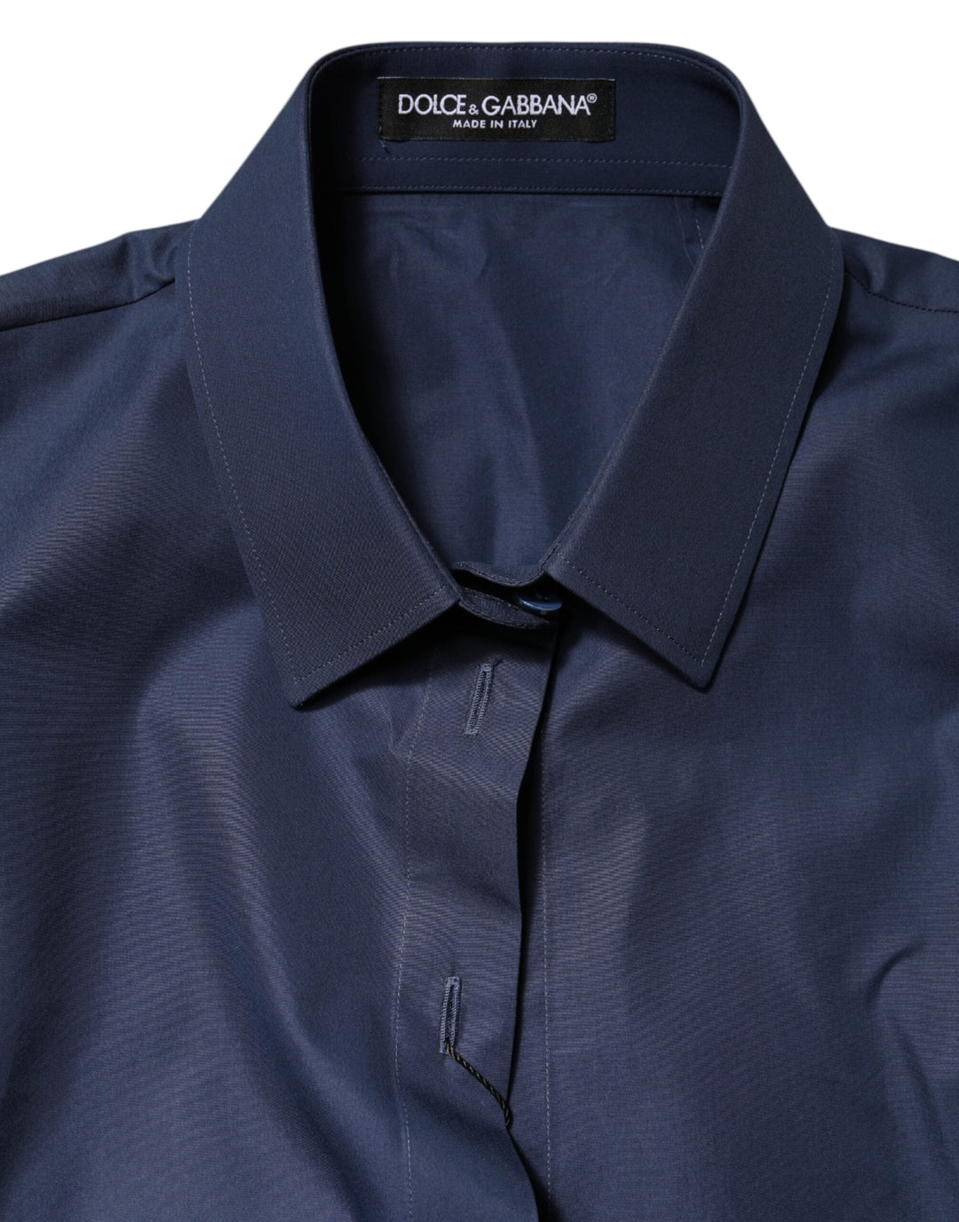 Dolce &amp; Gabbana Polos - Blue Cotton Short Sleeves Button Down Top