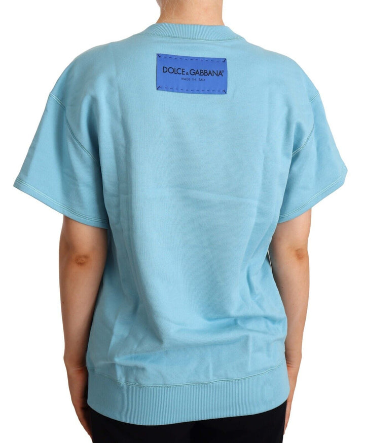 Dolce &amp; Gabbana - Blue Cotton Short Sleeves Crew Neck Top