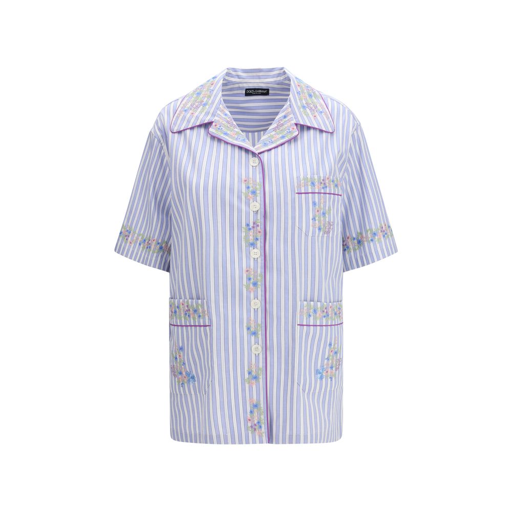 Dolce &amp; Gabbana Shirts - Blue Cotton Shortsleeve Shirt