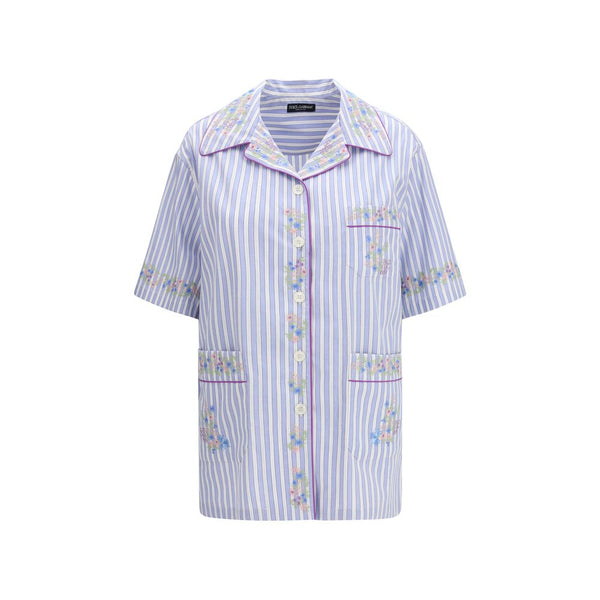 Dolce & Gabbana Shirts - Blue Cotton Shortsleeve Shirt