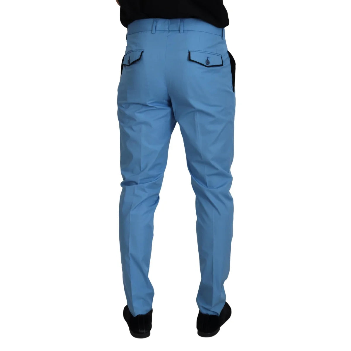 Dolce & Gabbana Blue Cotton Silk Trousers Chinos Pants
