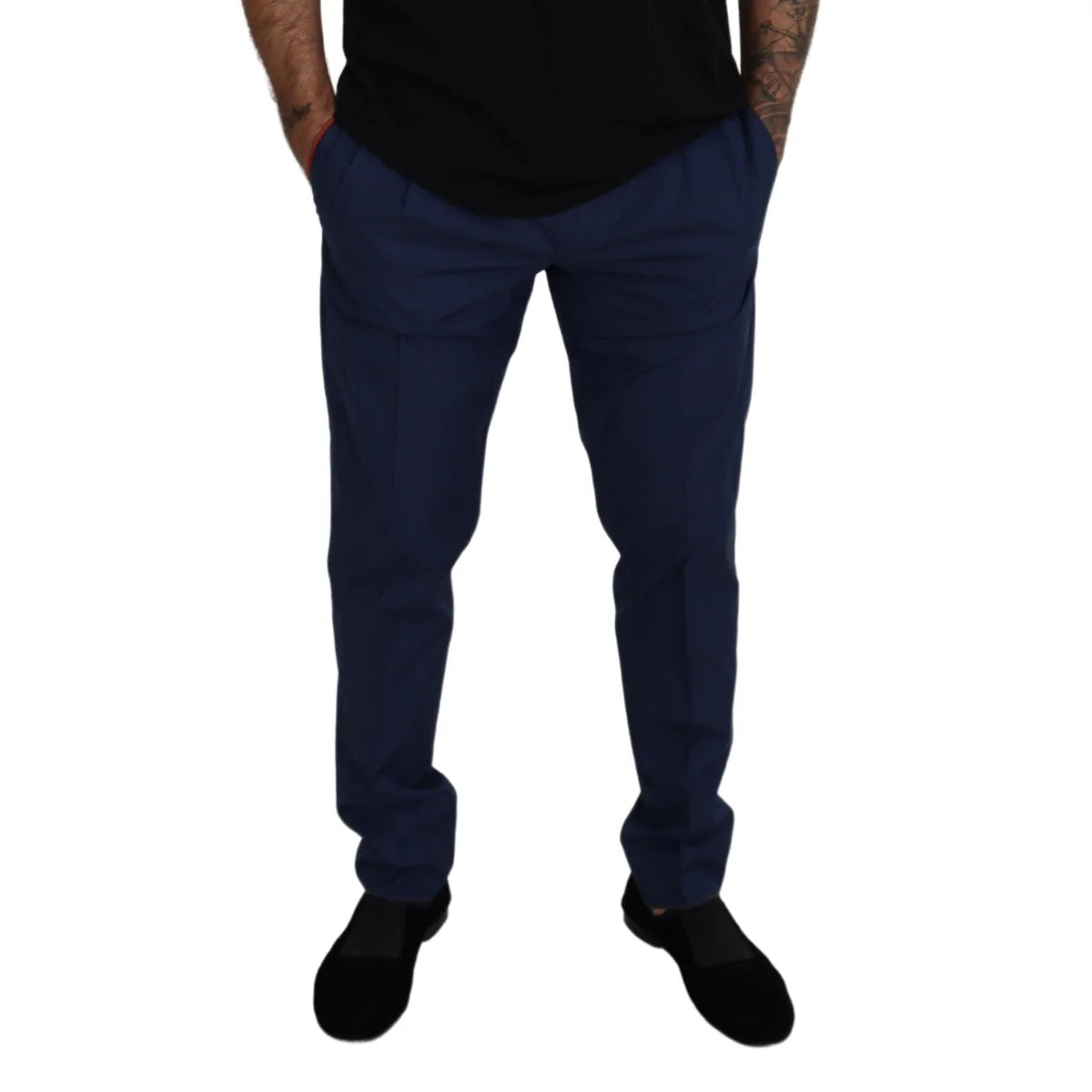 Dolce & Gabbana Blue Cotton Silk Trousers Chinos Pants