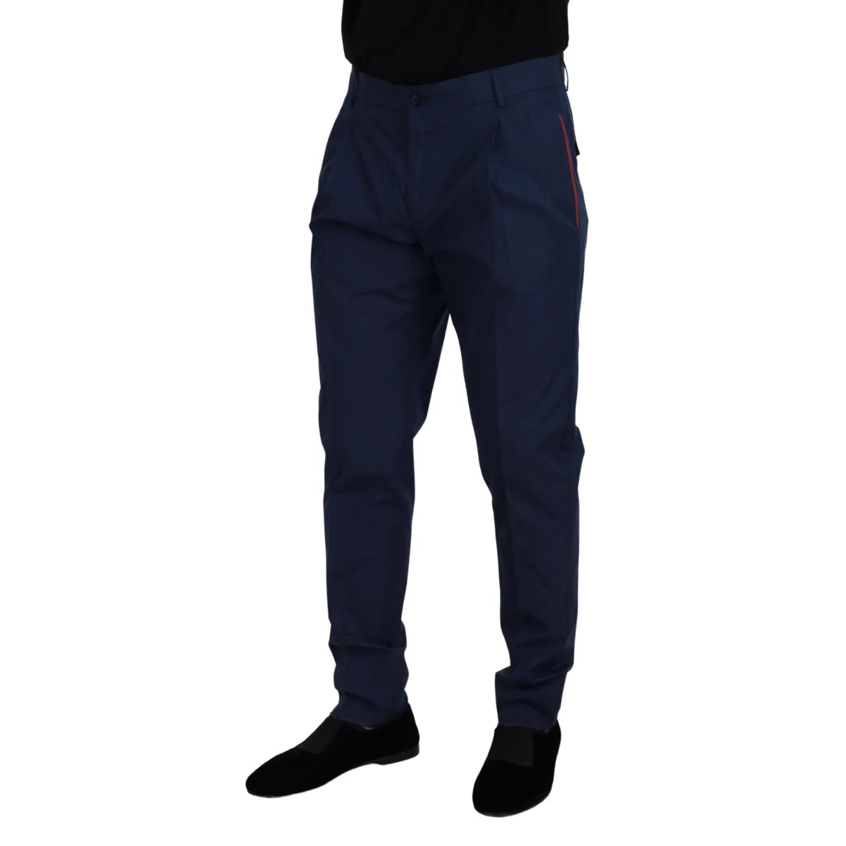 Dolce & Gabbana Blue Cotton Silk Trousers Chinos Pants