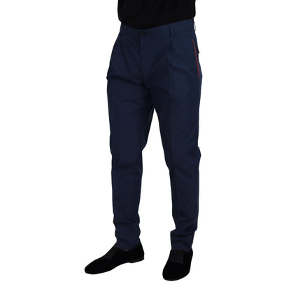 Dolce & Gabbana Blue Cotton Silk Trousers Chinos Pants