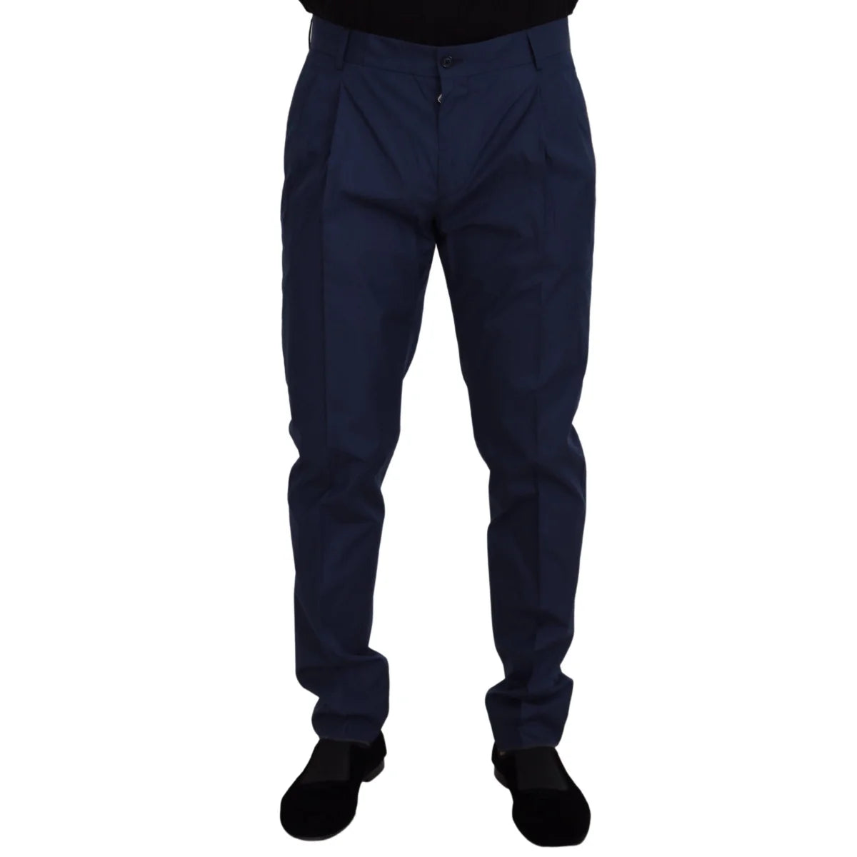 Dolce & Gabbana Blue Cotton Silk Trousers Chinos Pants