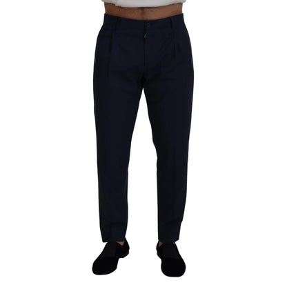 Dolce & Gabbana Blue Cotton Slim Trousers Chinos Pants