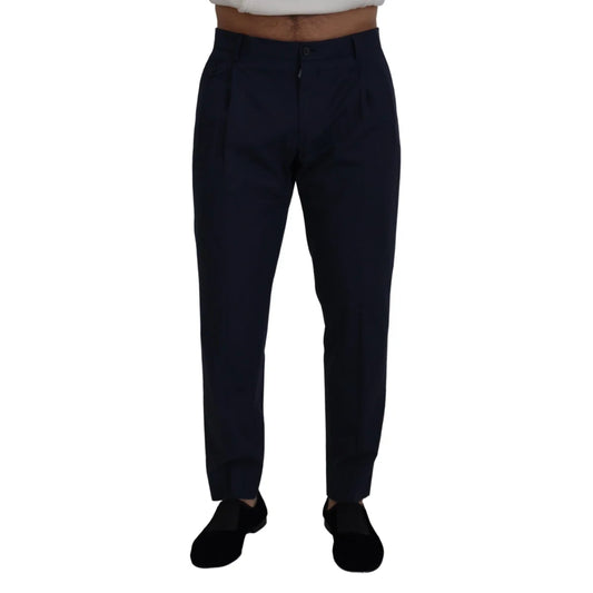 Dolce & Gabbana Blue Cotton Slim Trousers Chinos Pants