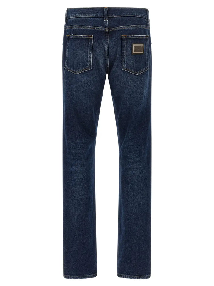 Dolce &amp; Gabbana Blue Cotton Straight-leg Jeans