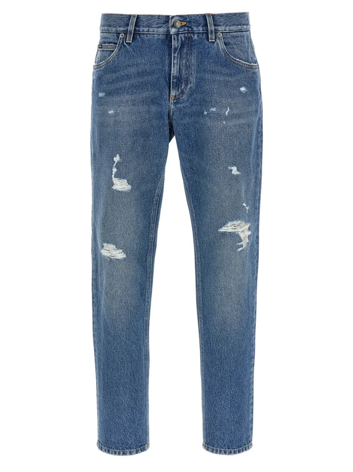Dolce &amp; Gabbana Blue Cotton Straight-leg Jeans