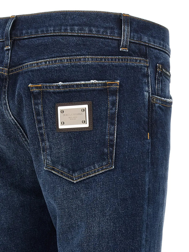 Dolce &amp; Gabbana Blue Cotton Straight-leg Jeans