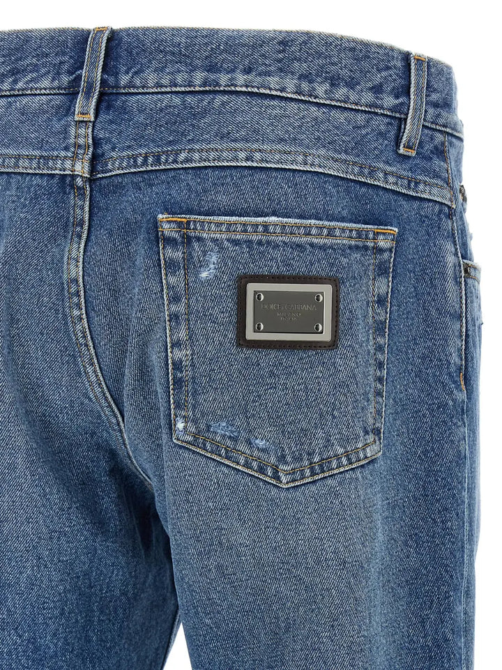 Dolce &amp; Gabbana Blue Cotton Straight-leg Jeans