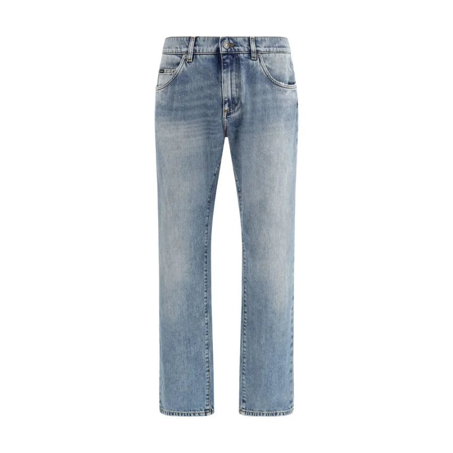 Dolce & Gabbana Blue Cotton Straight-Leg Jeans
