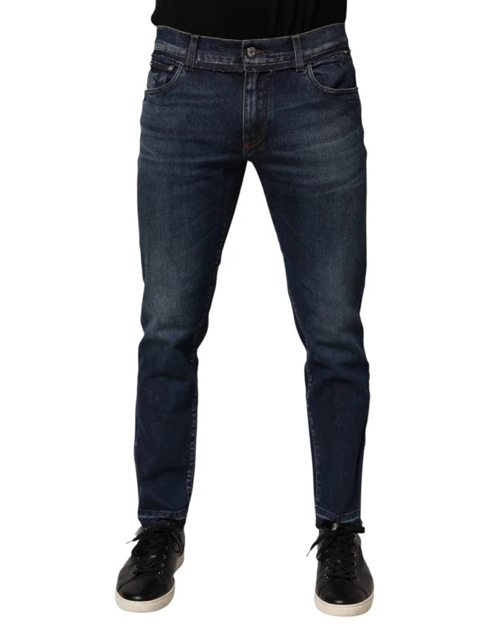 Dolce &amp; Gabbana Blue Cotton Stretch Skinny Men Denim Jeans