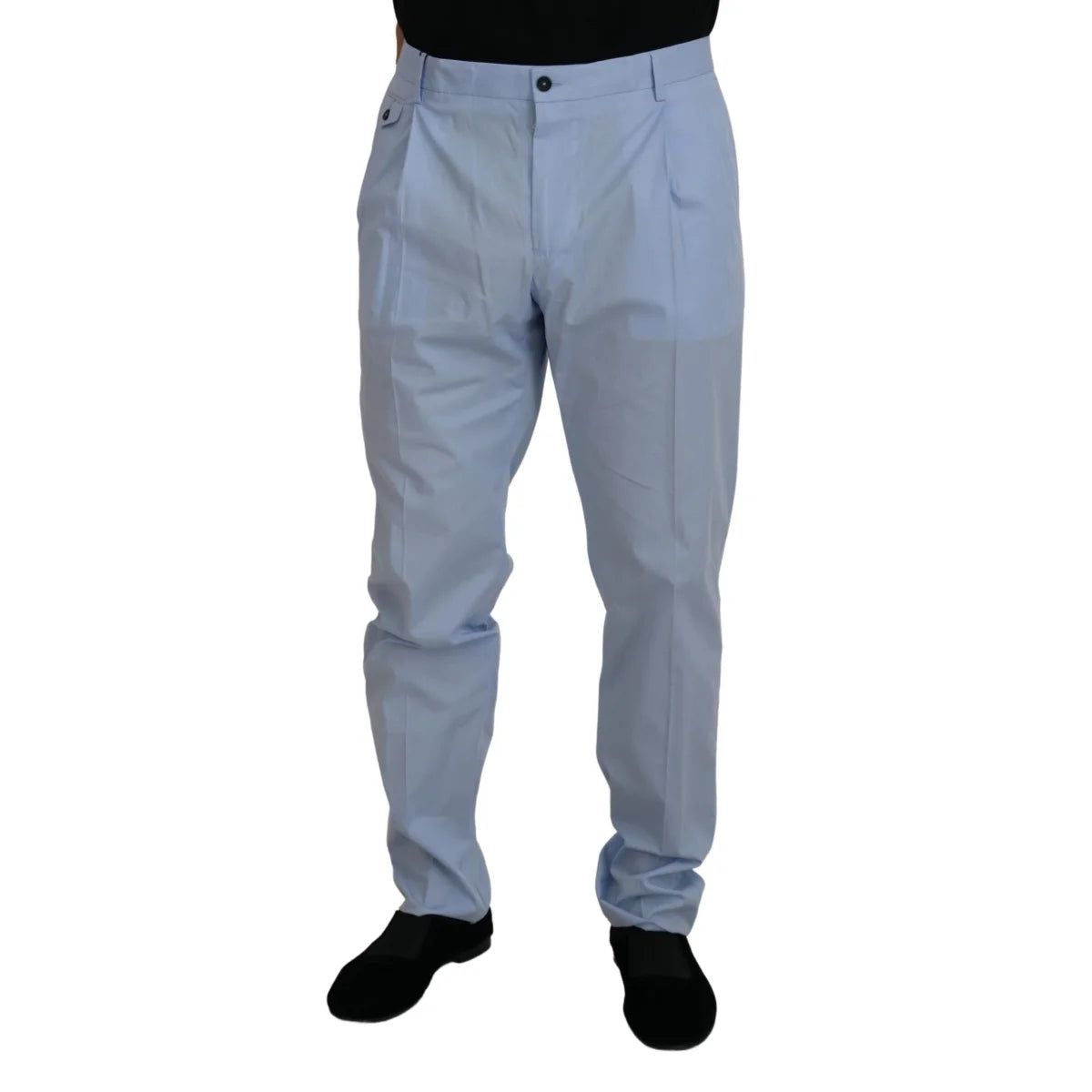 Dolce & Gabbana Blue Cotton Stretch Trousers Chinos Pants