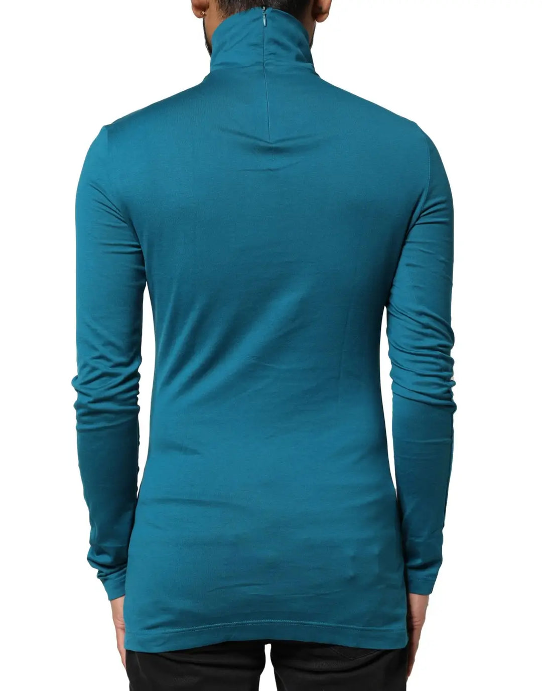 Dolce &amp; Gabbana Blue Cotton Turtleneck Long Sleeves Sweater
