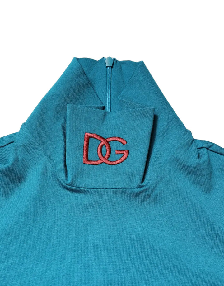 Dolce &amp; Gabbana Blue Cotton Turtleneck Long Sleeves Sweater