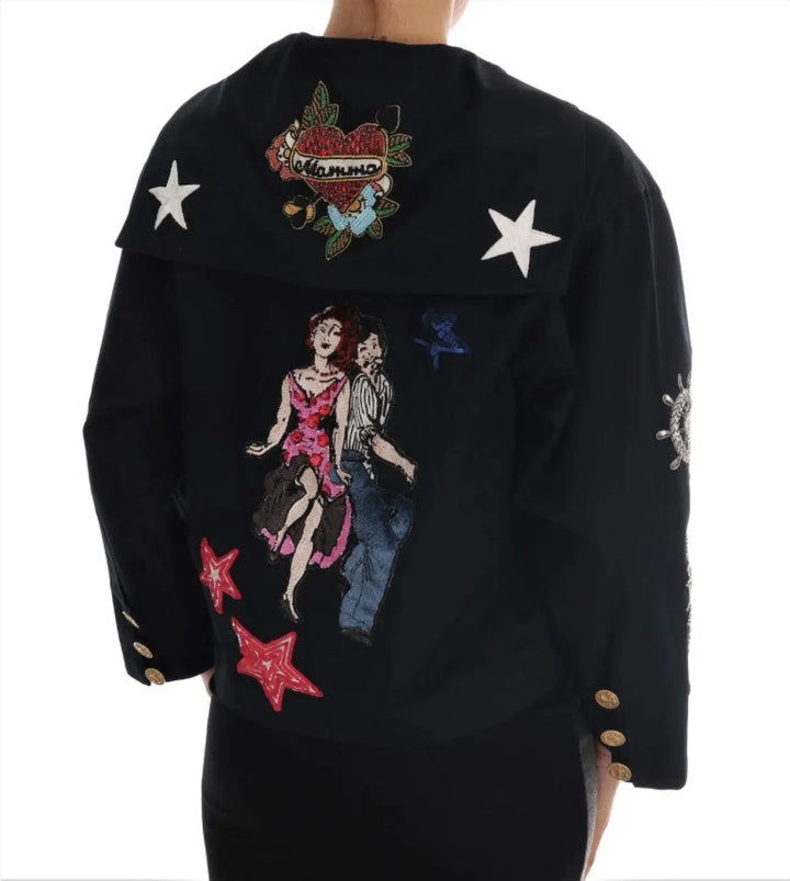 Dolce &amp; Gabbana Blue Crystal MAMMA Sicily Jacket