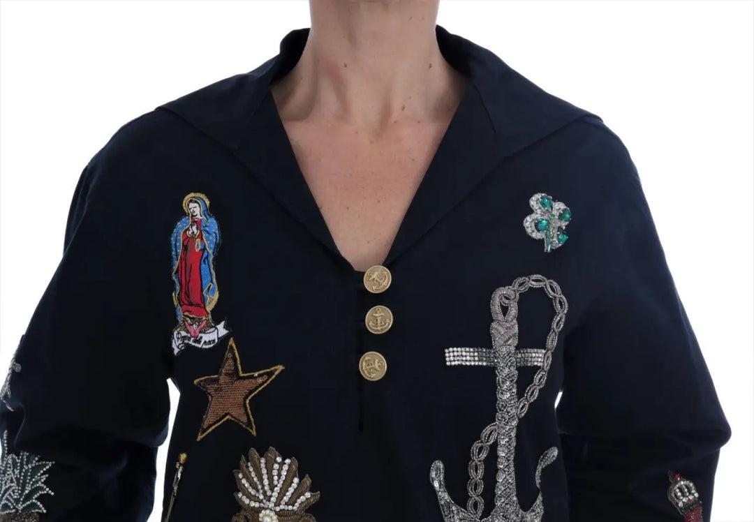Dolce &amp; Gabbana Blue Crystal MAMMA Sicily Jacket
