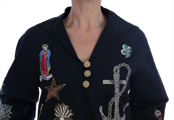 Dolce &amp; Gabbana Blue Crystal MAMMA Sicily Jacket