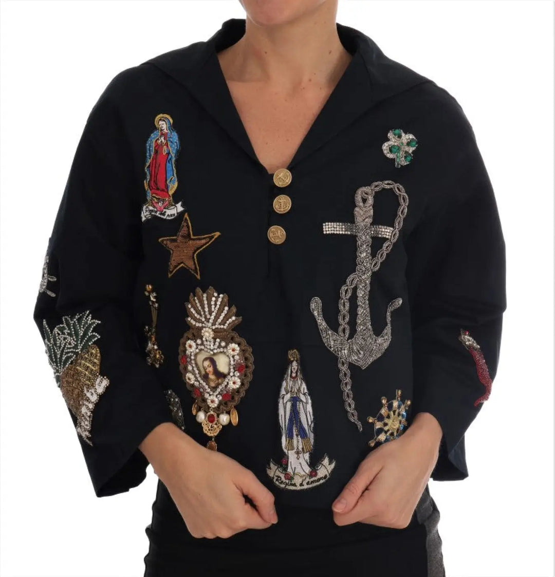Dolce &amp; Gabbana Blue Crystal MAMMA Sicily Jacket