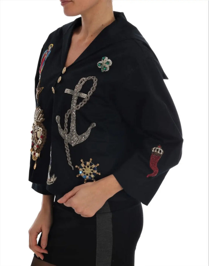 Dolce &amp; Gabbana Blue Crystal MAMMA Sicily Jacket